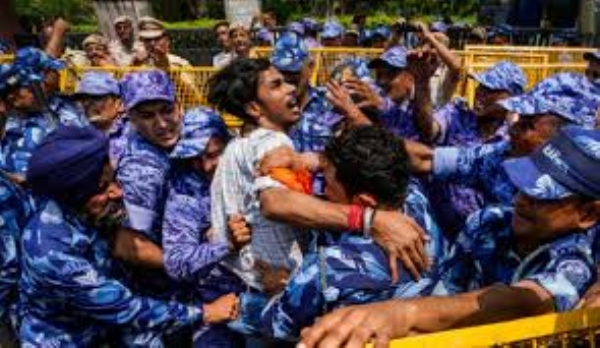ABVP organized massive protest outside National Testing Agency