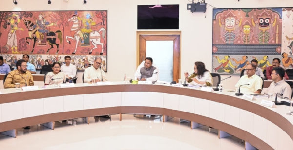 At Lok Seva Bhavan, Chief Minister Mohan Charan Majhi chairs a discussion on the celebration of the Odisha Government’s two-year anniversary.
