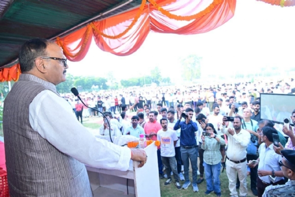 Deputy Chief Minister Brajesh Pathak addressing gathering on Sunday