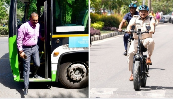 Chandigarh IG Pushpendra Kumar arrived at his office by bicycle Chandigarh IG Pushpendra Kumar arrived at his office by bicycle
