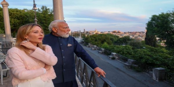 Prime Minister Modi Arrives In Italy, Meets Giorgia Meloni Over Dinner In Rome
