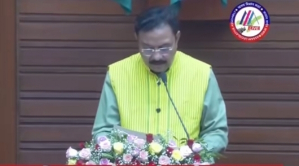 Senior BJP MLA Ranjit Kumar Das taking Oath as Speaker of 16th Assam Legislative Assembly.