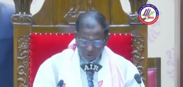 Assam Governor Delivering Address Amid Opposition Uproar in Assam Assembly.