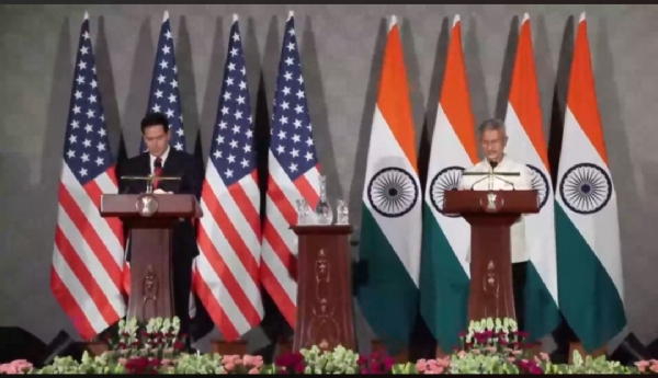 EAM Dr.S. Jaishankar addresses a press conference alongside the U.S. Secretary of State.