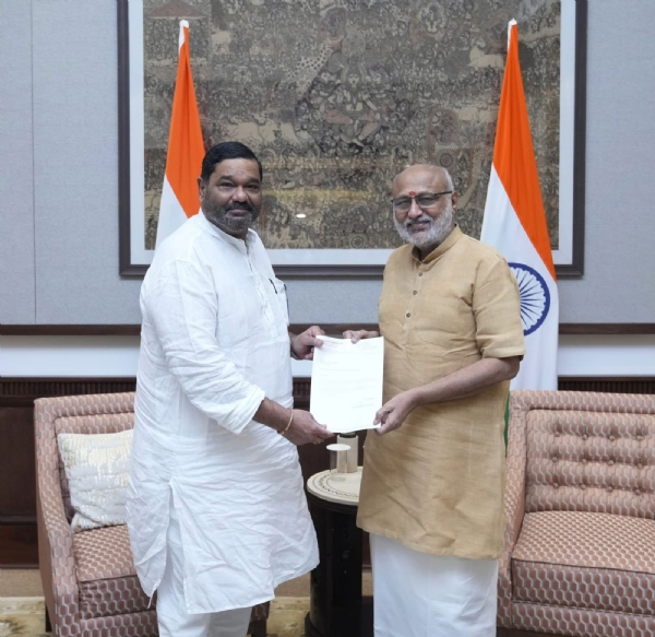 Vice President CP Radhakrishnan  with Senior Biju Janata Dal (BJD) leader Debashish Samantaray