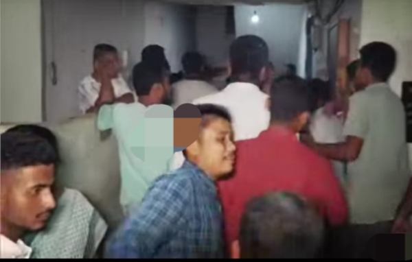 Agitated People in front of the Police Station after Schoolgirl Abduction at Gunpoint in Golaghat.