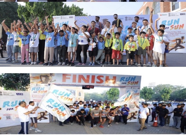 Participants taking part in the ‘Run for Sun’ marathon held at the Major Dhyan Chand National Stadium in New Delhi.