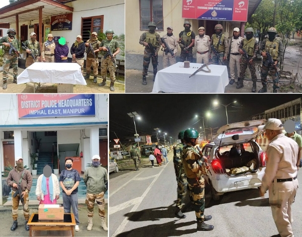 Image of the Arrested Woman Cadre of PREPAK (Pro) and Seized Arms and Heroin in Manipur Operations.