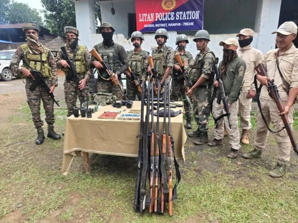 Image of the Major Arms and Ammunition Haul Recovered in Manipur Operations.
