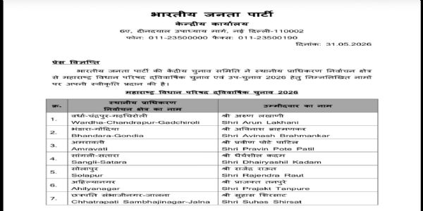 BJP Releases List of 10 Candidates for Maharashtra Legislative Council Elections