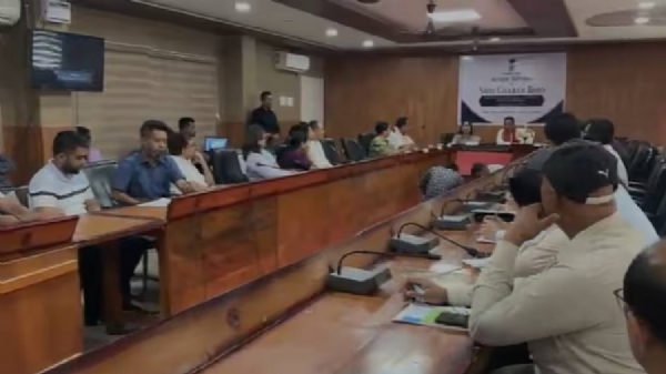 Baksa Guardian Minister Charan Boro Reviewing the Progress of Key Government Schemes and Flood Preparedness.