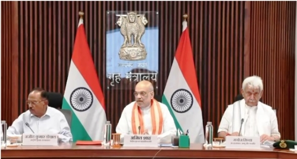 Home Minister Amit Shah chaired a high-level meeting on Friday, which was also attended by National Security Adviser Ajit Doval and Jammu and Kashmir Lieutenant Governor Manoj Sinha.