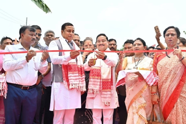 12 years of BJP Government exhibition, inaugurating Assam BJP President Dilip Saikia and State Finance Minister Jayanta Malla Baruah.