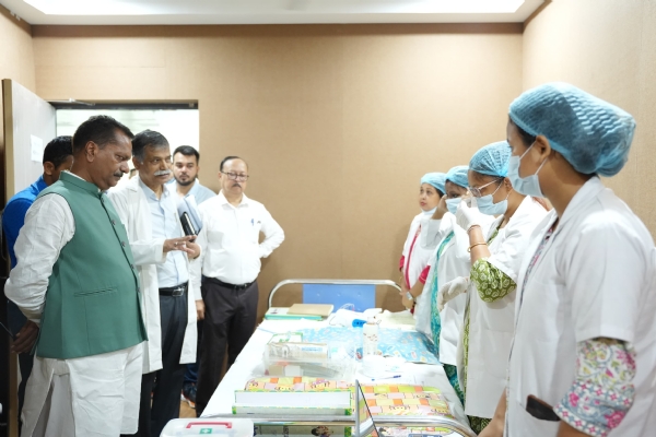 Health Minister Ashok Singhal Reviewing GMCH Facilities.