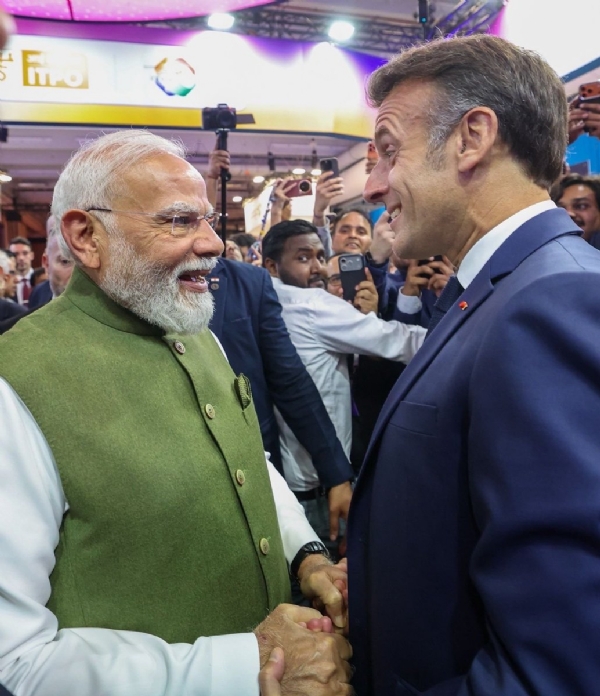 PM Narendra Modi with French President Emmanuel Macron