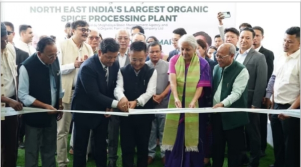 Union Finance Minister Nirmala Sitharaman inaugurating the Northeast’s largest organic spice processing plant of the Eastern Ri-Bhoi.