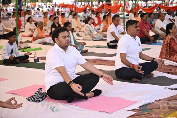 Sandeep Singh on Sunday participated in the grand mass yoga prog
