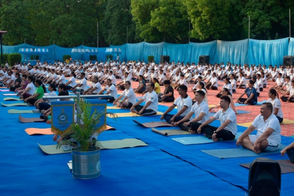 Yoga session organized by Air Force Station Bamrauli on Sunday