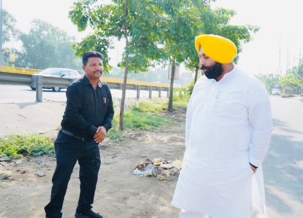Minister Harjot Singh Bains doing inspection at Moga