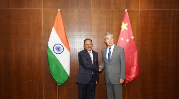 Chinese Foreign Minister Wang Yi meets National Security Adviser Ajit Doval in New Delhi.