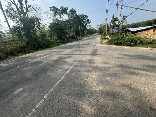 Newly constructed road over the Dhansiri River in East Karbi Anglong district of Assam.