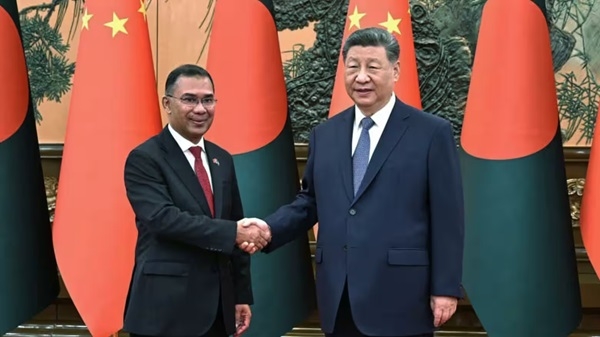 Chinese President Xi Jinping with Bangladesh Prime Minister Tarique Rahman