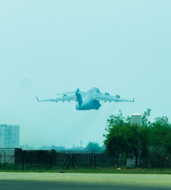 An Indian aircraft carrying humanitarian relief supplies departs for Venezuela.
