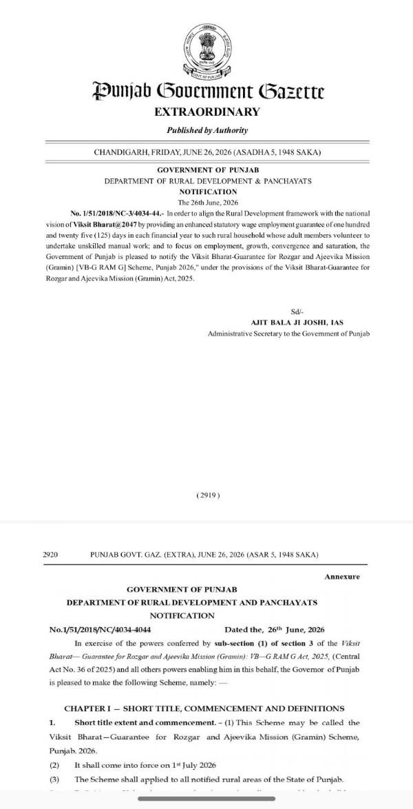 Punjab Government notification
