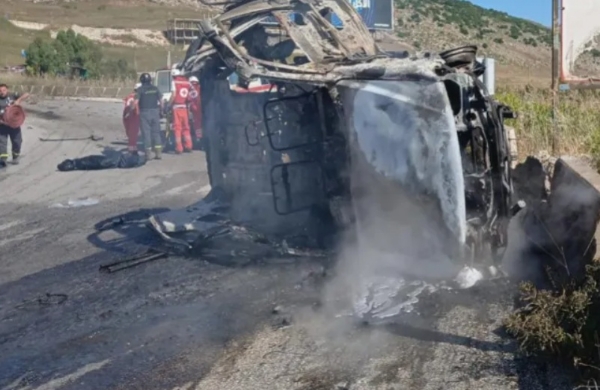Lebanese Red Cross personnel and rescue workers are seen on the Khardali–Nabatieh Road in Lebanon on June 6, 2026. An Israeli strike at this location reportedly killed a senior military commander. Photo: Internet media. Lebanese Red Cross personnel and rescue workers are seen on the Khardali–Nabatieh Road in Lebanon on June 6, 2026. An Israeli strike at this location reportedly killed a senior military commander. Photo: Internet media.