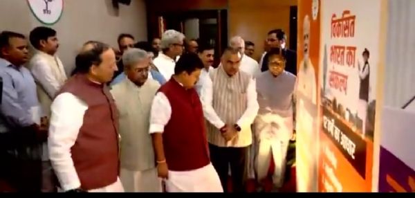 BJP President Nitin Nabin inspecting the exhibition.