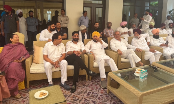 Punjab Congress in-charge Bhupesh Baghel meeting former CM Charanjit Singh Channi.