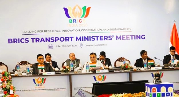 Nitin Gadkari speaking during BRICS Transport Ministers meet