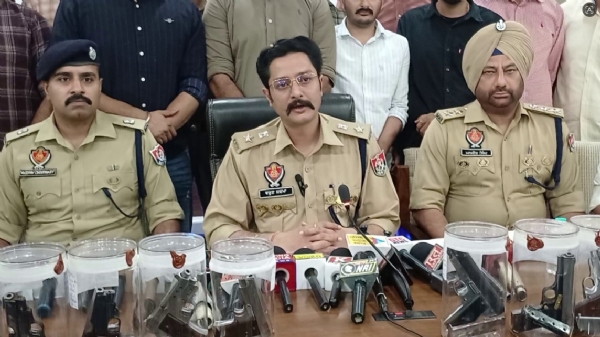 SSP Varun Sharma addressing the media