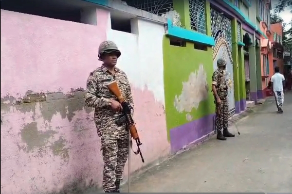Central force standing outside the TMC leaders house