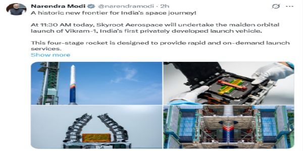 PM Modi Extends Best Wishes to Skyroot Aerospace Team Ahead of India’s First Privately Developed Orbital Launch