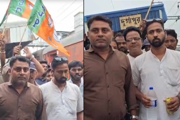 BJP workers at Durgapur station BJP workers at Durgapur station