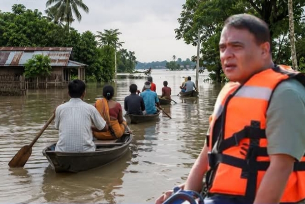 Assam CM Dr Himanta Biswa Visiting Flood Affected Area.