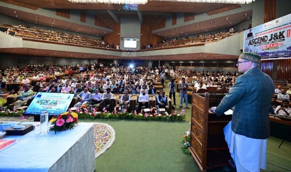 CM Omar Abdullah addressing ASCEND Startup Summit in Srinagar