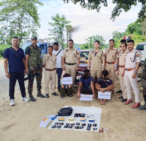 Image of the Three Arrested Accused Arrested with Yaba Tablets and Suspected Heroin in Cachar.