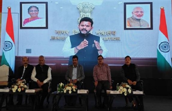 Union Minister Ram Mohan Naidu at the launch event of the hub-and-spoke international flight service from Amritsar.