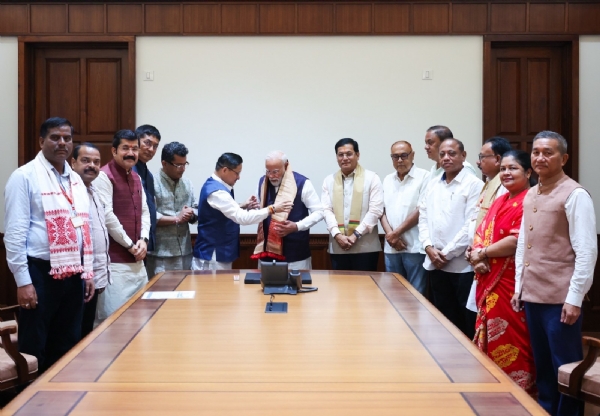 Assam MPs meet Prime Minister Narendra Modi in New Delhi on Tuesday.