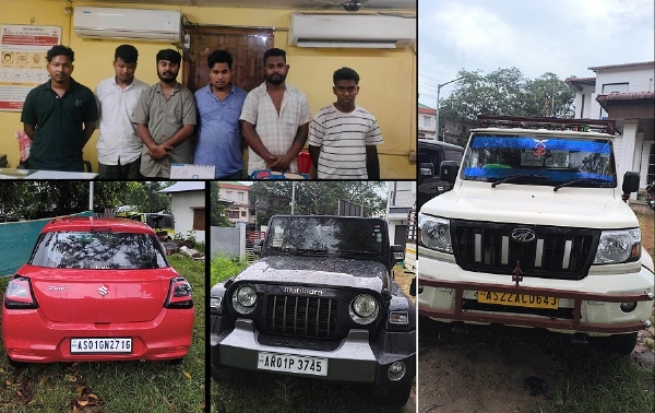 Image of the Six Arrested and Rented Vehicle Recovery Before Illegal Sale in Nagaland.