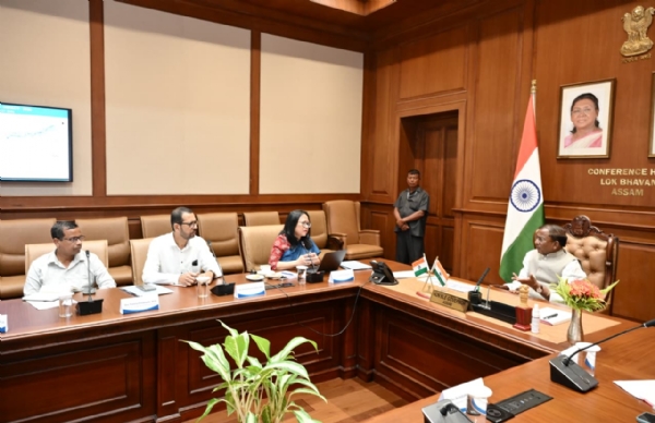 Governor Laxman Prasad Acharya Reviewing Assam Flood Situation.