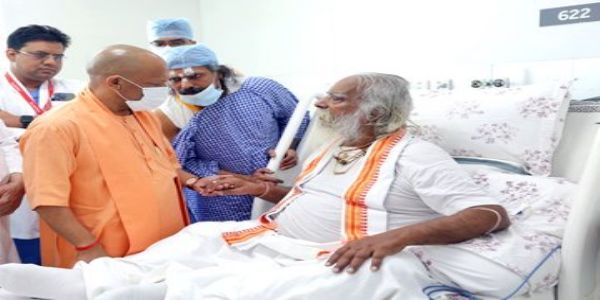 UP CM meets ailing Mahant Nritya Gopal Das at Medanta Hospital