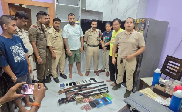 Image of the Armed Extortion Accused Held in Guwahati and Recovered Huge Cache of Firearms, Ammunition.