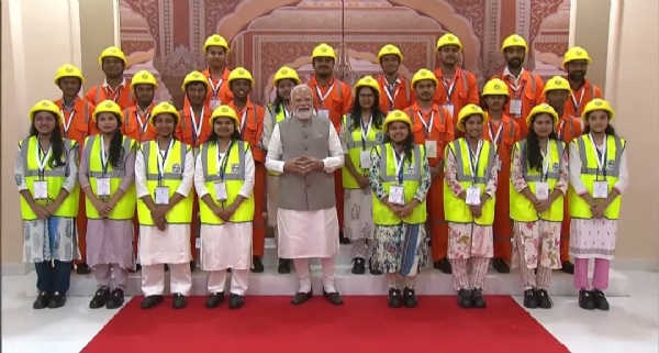PM Narendra Modi interacts with young professionals during the launch of development projects worth Rs 1.06 lakh crore in Balotra, Rajasthan. PM Narendra Modi interacts with young professionals during the launch of development projects worth Rs 1.06 lakh crore in Balotra, Rajasthan.