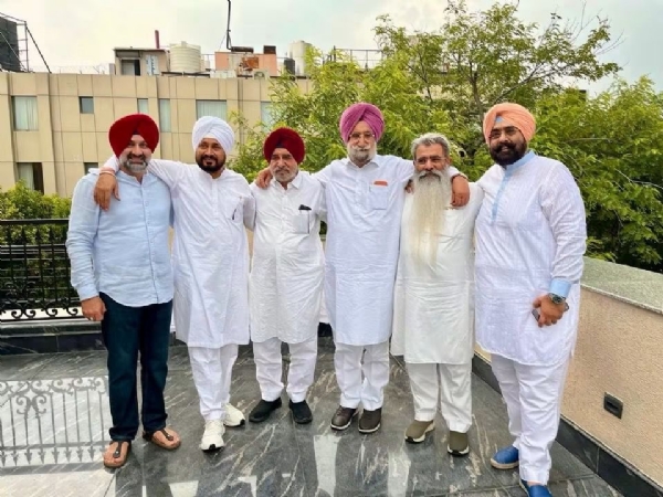 Former Chief Minister Charanjit Singh Channi and other leaders after the meeting. Former Chief Minister Charanjit Singh Channi and other leaders after the meeting.