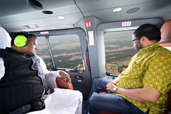 Odisha CM Conducts Aerial Survey of Flood-Hit Areas