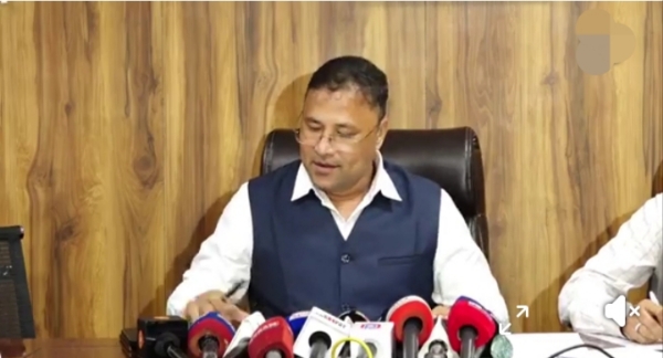 Assam Industries Minister Bimal Borah Addressing a Press Conference in Guwahati on Friday.