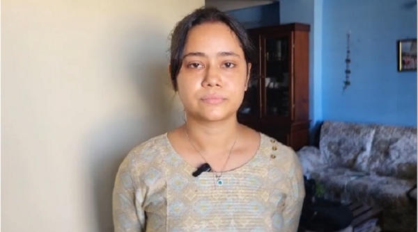 The girl informing media persons about the theft